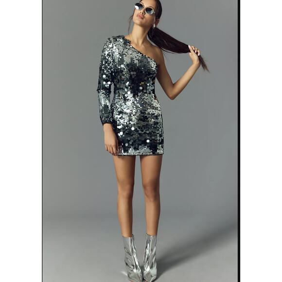 Dress The Population One-Shoulder Sequin Mini Dress -  New XXL - Picture 1 of 5